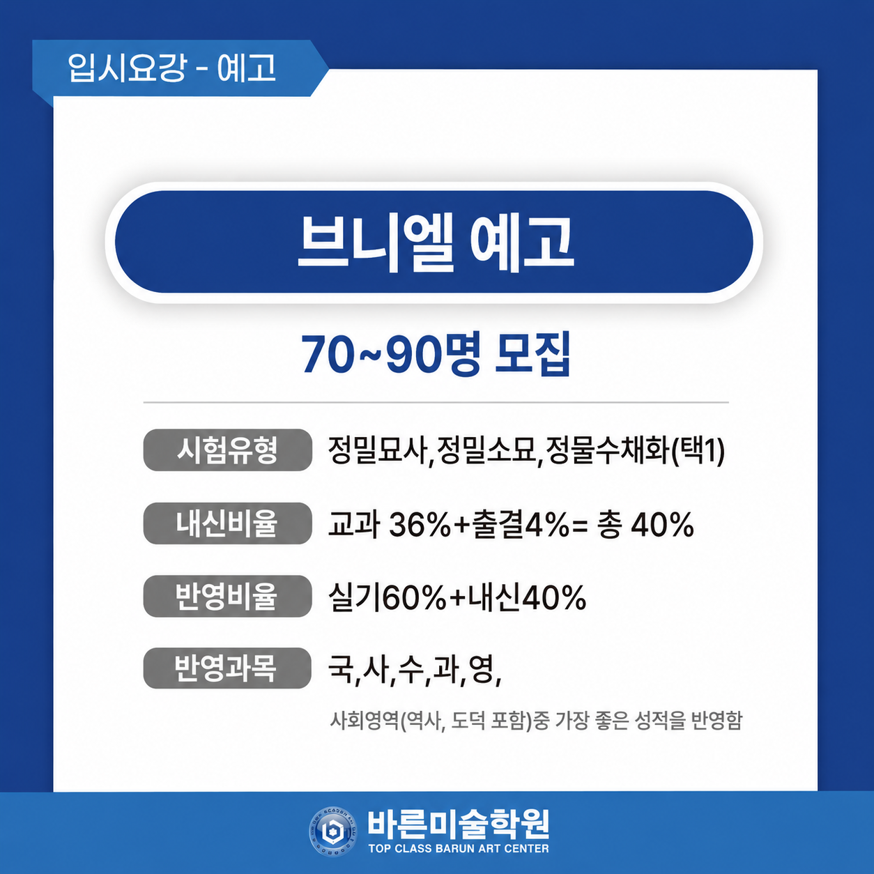 브니엘예고 입시요강 자료